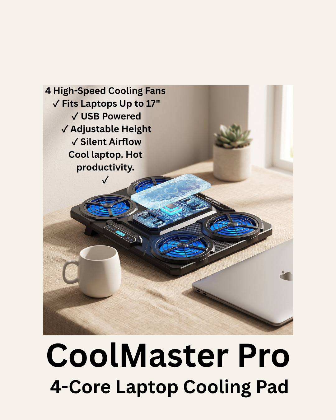 CoolMaster Pro — 4-Core Laptop Cooling Pad